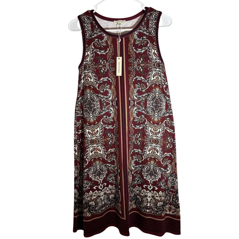 NWT Max Studio Paisley Print Sleeveless Casual Dress Tank Style XS